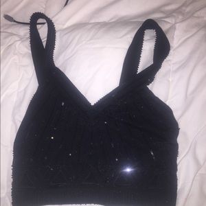 express • black zip up crop top
